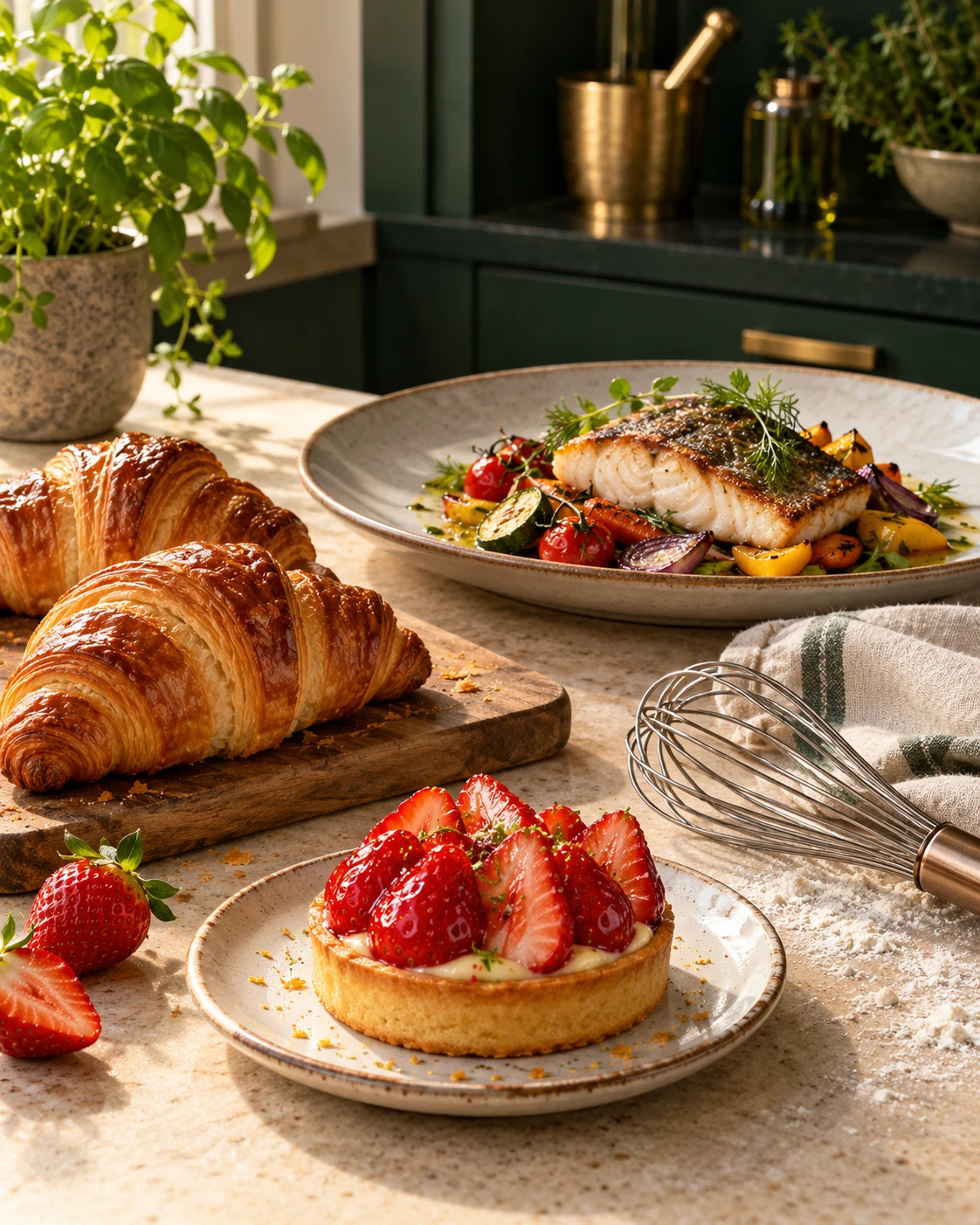 Cuisine et pâtisserie : composition culinaire illustrative